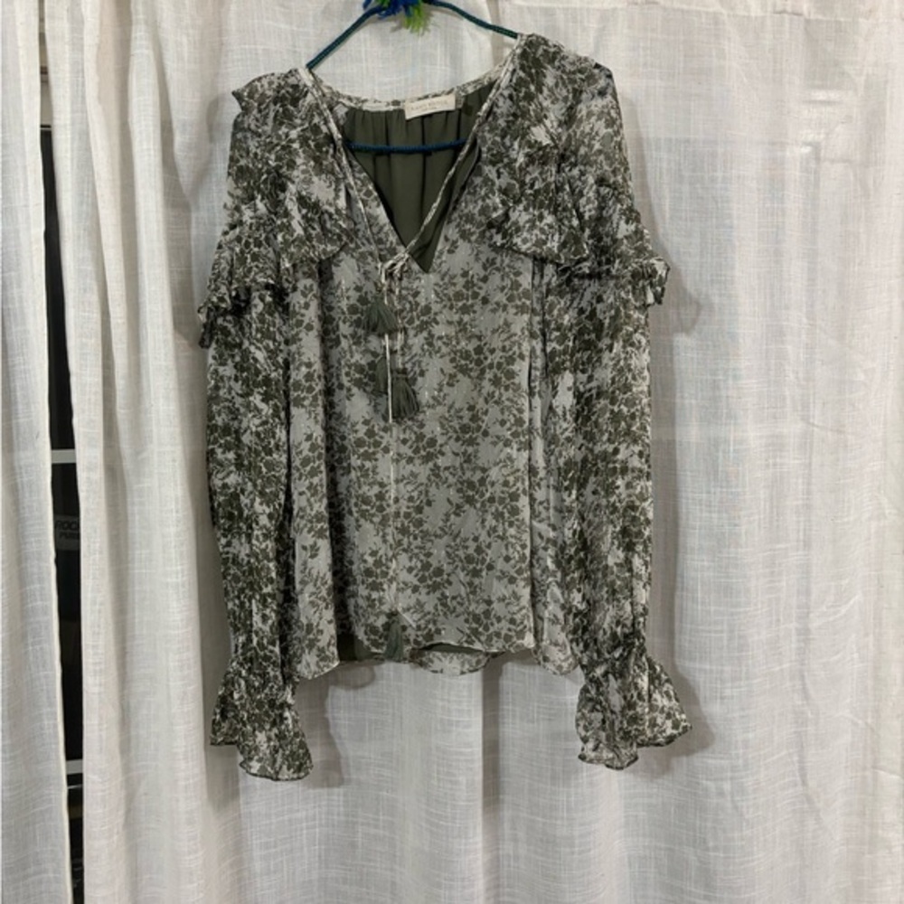 Ramy Brook Silk Floral Printed Celeste Long Sleeve Blouse Size S